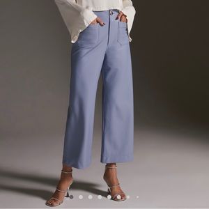 Anthropologie Maeve Colette Faux Leather Wide Leg Petite Pants